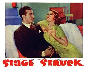 1936 Movies Prints: STAGE STRUCK, US lobbycard, from left: Dick Powell, Joan Blondell, 1936