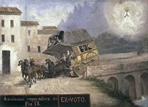 Carts Prints: Stagecoach accident near Montserrat with the appearance of the Virgin