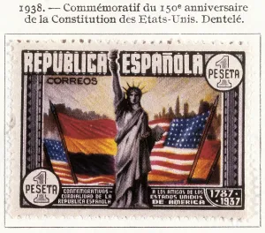 Mail Prints: Stamp of the Spanish Republic commemorating the 150th anniversary of the US Constitution (1938)
