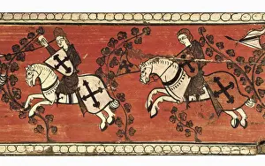 Temperas Prints: Standard Bearers Knights. 13th c
