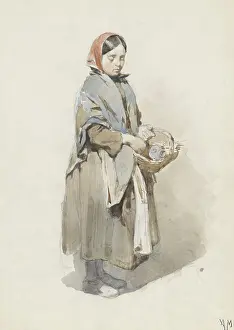 Anton Prints: Standing Woman with Headscarf and Basket
