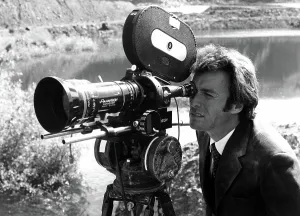 Production Shot Prints: Star CLINT EASTWOOD checks a camera set up during production of DIRTY HARRY, 1971