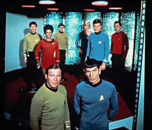 Kelley Prints: STAR TREK, 1966-1969, second season cast shot, on the transporter