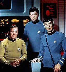 Kelley Prints: STAR TREK, from left: William Shatner, DeForest Kelley, Leonard Nimoy, 1966-69