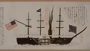 Japan Prints: A full starboard view of the U.S.S