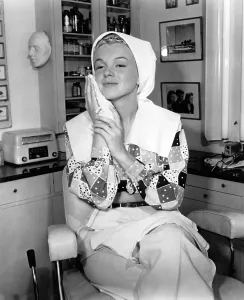 Starlet Marilyn Monroe, in the Columbia makeup department, ca. 1948