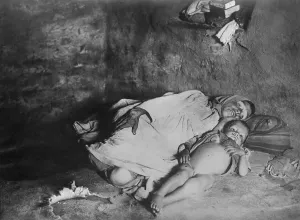 Russia Prints: Starving mother and child in Osekevo Russia