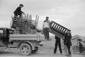 Trucks Prints: State highway officials moving protesting sharecroppers
