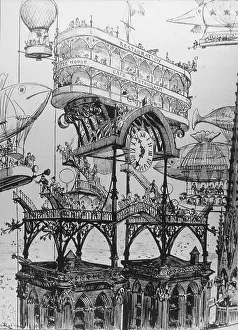 Restaurant Prints: Station centrale des aeronefs Notre-Dame (Central aircraft station at Notre Dame)