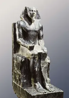 Giza Prints: Statue of Khafre enthroned. 2520 BC