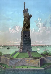 Advertisement Prints: Statue of Liberty. Liberty enlightening the world; The colossal statue by Bartholid