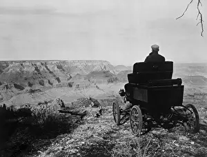 Automobiles Prints: Steam-powered Toledo car parked on the rim of the Grand Canyon, Arizona, Feb. 5, 1902