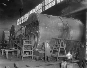 Steam Power Prints: Steam ship boilers under construction in Wyandotte