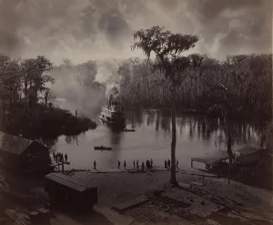 Barker Prints: Steamboat approaching dock, at Silver Springs
