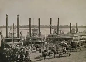 Port Prints: Four steamboats docked at the St