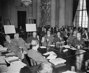 Industrialists Prints: Steel executives before the Monopoly Committee