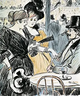 STEINLEN, Theophile Alexandre (1859-1923). Cafe With Entertainment. end 19th c. Art Nouveau. Drawing. - BeBa/Iberfoto/Everett Collection (590779)**US SALES ONLY**