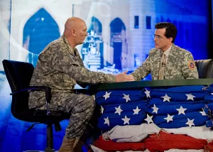 Comedians Prints: Stephen Colbert interviews Marine General Ray Odierno Commander of the Multi-National Force-Iraq during an episode of