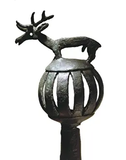 Bronze Prints: Stick handle with figure of a stag 7th BC
