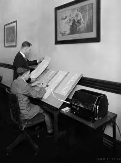 Stock Markets Prints: Stock brokers with a new box shaped stock ticker in May 1929