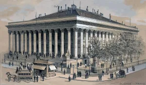 Stock Market Prints: Stock Exchange in Paris, France, 1886