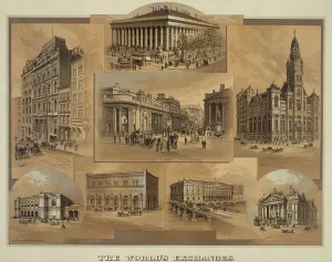 Stock Market Prints: Stock exchanges in New York, Paris