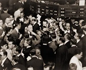 Stock Market Prints: Stock traders on the floor of the New York Stock Exchange in 1936