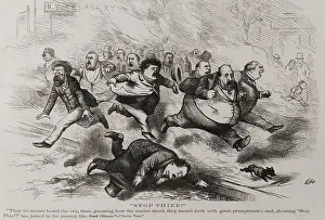 Panic Prints: Stop thief!. Political cartoon by Thomas Nast for Harpers Magazine
