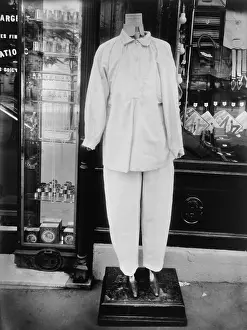Street Scenes Prints: Storefront with mannequin displaying slacks ensemble for women
