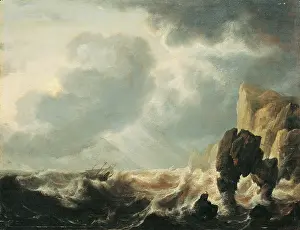 Storm Prints: Stormy Sea with a Cliff, after Simon Jacobsz de Vlieger, ca