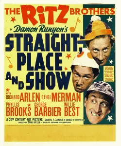Ritz Brothers Prints: STRAIGHT PLACE AND SHOW, left: The Ritz Brothers on window card, 1938