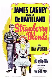 Straw Hat Prints: THE STRAWBERRY BLONDE, US poster, James Cagney, Olivia de Havilland, 1941