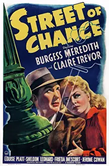 Burgess Prints: STREET OF CHANCE, US poster art, from left: Burgess Meredith, Claire Trevor, 1942
