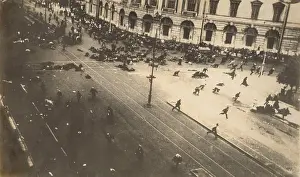 Demonstration Prints: Street demonstrators fired on by troops of the Provisional Government from the roof of the Public Library