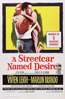 Bare Back Prints: A STREETCAR NAMED DESIRE, poster art, l-r: Marlon Brando, Kim Hunter on poster art, 1951