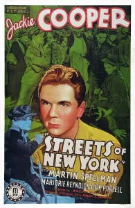 Cooper Prints: STREETS OF NEW YORK, US poster art, Jackie Cooper, 1939