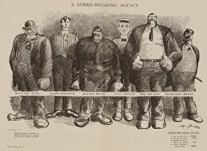 Thugs Prints: STRIKE BREAKING AGENCY, political cartoon in THE MASSES, August 1915