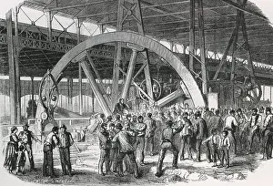 Industrialization Prints: The strike of Creusot of 1870. Meeting of factory workers in the pay moment
