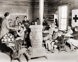 Red Cross Prints: Students in a one-room school near Sunflower