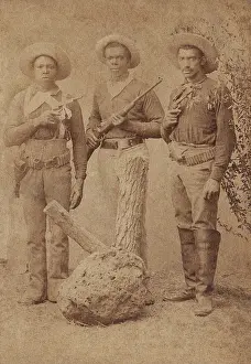 20 40 Years Old Prints: Studio group portrait of three African American cavalry soldiers