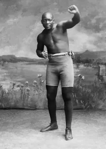 Bare Chested Prints: Studio portrait of boxer Jack Johnson