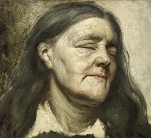 Long Prints: Study of an Old Woman, by Matthijs Maris, c. 1855-58, Dutch painting, oil on paper