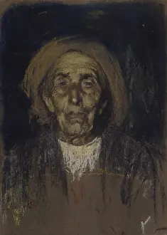 Pastel Prints: Study for the Portrait of a Centenary Woman from Vodo di Cadore