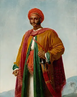 Orientalism Prints: STUDY FOR PORTRAIT OF AN INDIAN, by Anne Louis Girodet-Trioson, 1807, French oil painting