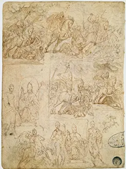 Motion Prints: Study for St Ambrose on Horseback Chasing the Arians St Ambrose between two Saints
