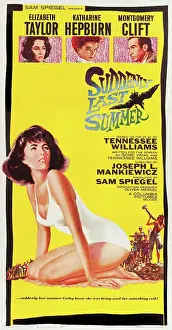 SUDDENLY LAST SUMMER, US poster art, top, from left: Elizabeth Taylor, Katharine Hepburn, Montgomery Clift, 1959