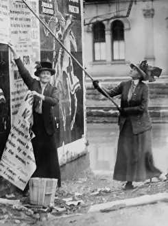 Second Wave Prints: Suffragettes hanging Votes for Women in the New York area, c. 1913-1917