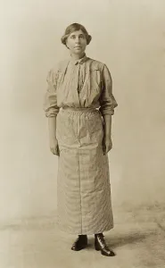 19th Amendment Prints: Suffragist Abby Scott Baker, models a prison dress