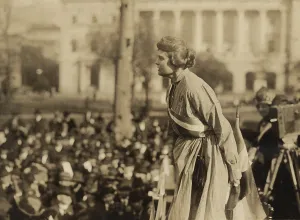 19th Amendment Prints: Suffragist Lucy Branham speaking at outdoor meeting during the militant National Women's Party Prison Special tour