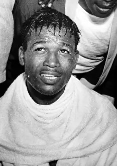 Towel Prints: Sugar Ray Robinson after winning the fight between Charley Fusari at Roosevelt Stadium